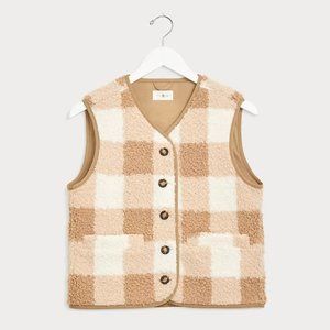 Lou & Grey buffalo plaid cozy up Sherpa vest sz XS